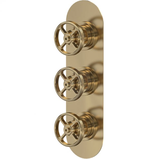 Crawford Industrial Concealed Shower Valve Triple Handle - Brushed Brass