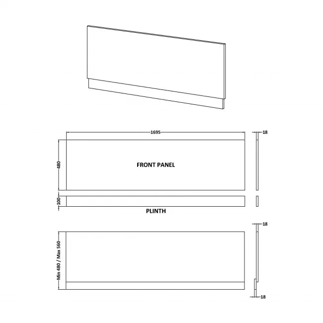 Straight Front Panel & Plinth (1700mm)