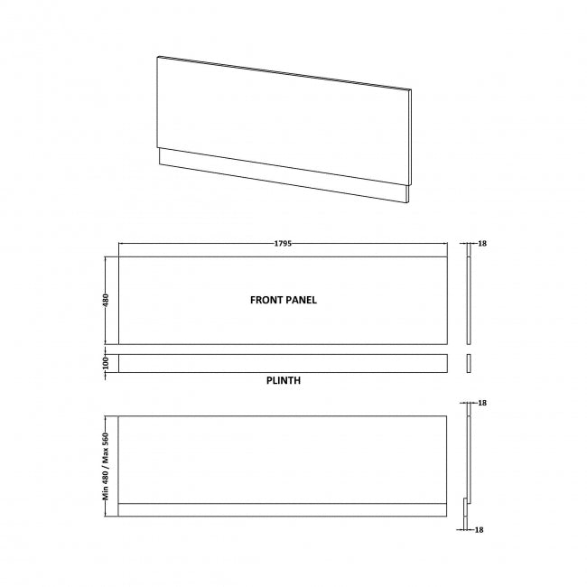 Straight Front Panel & Plinth (1800mm)