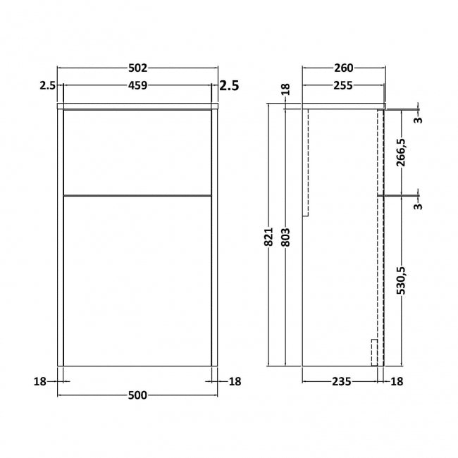 Crawford Juno WC Unit 500mm Wide - Coastal Grey