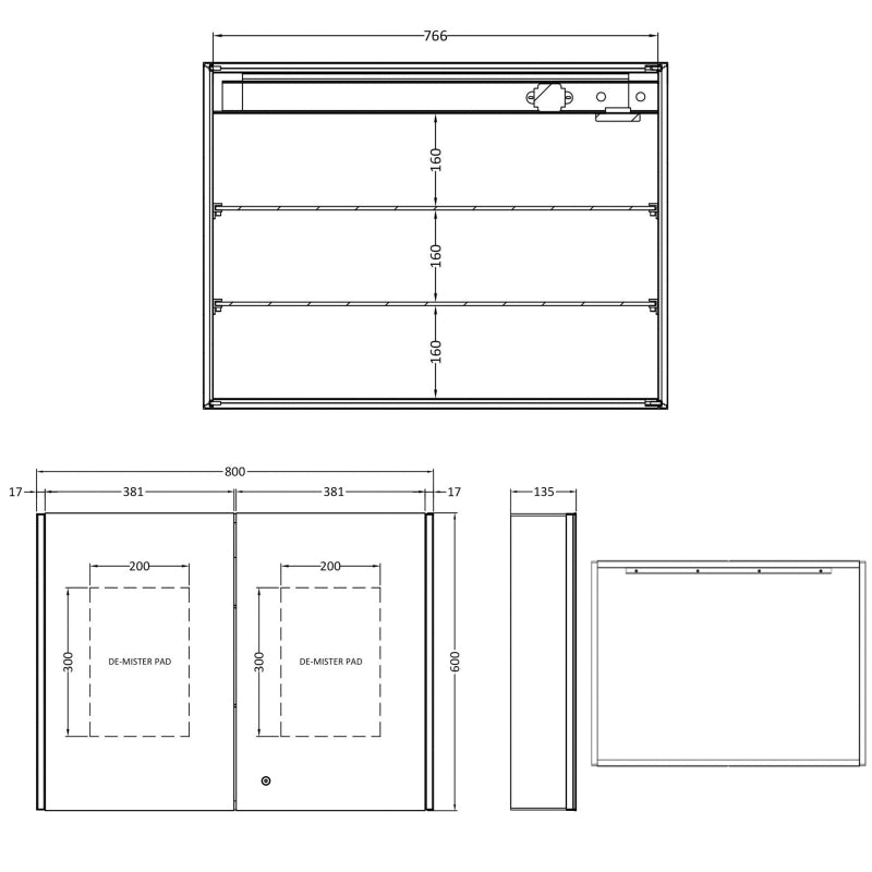 800mm Mirror Cabinet