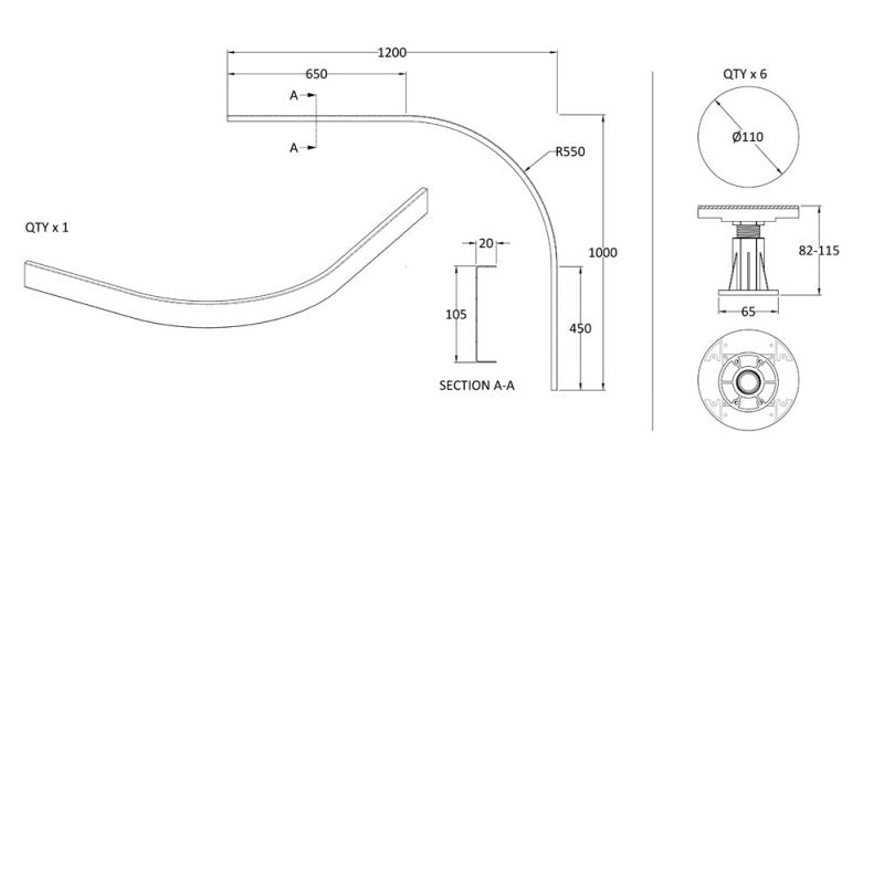 Leg Set Suitable for 700-900 Quad & Offset Trays