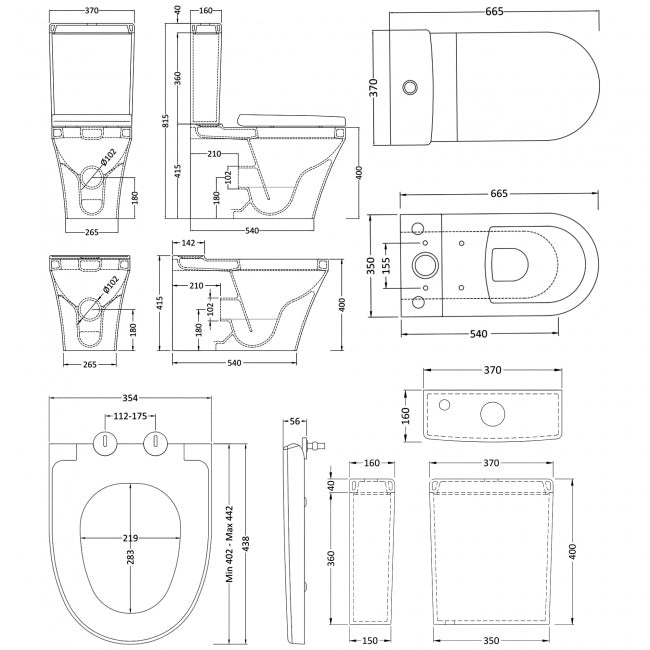 Flush to Wall Pan, Cistern & Seat