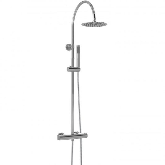 Crawford Luxury Round Thermostatic Bar Mixer Shower with Shower Kit and Fixed Head - Chrome