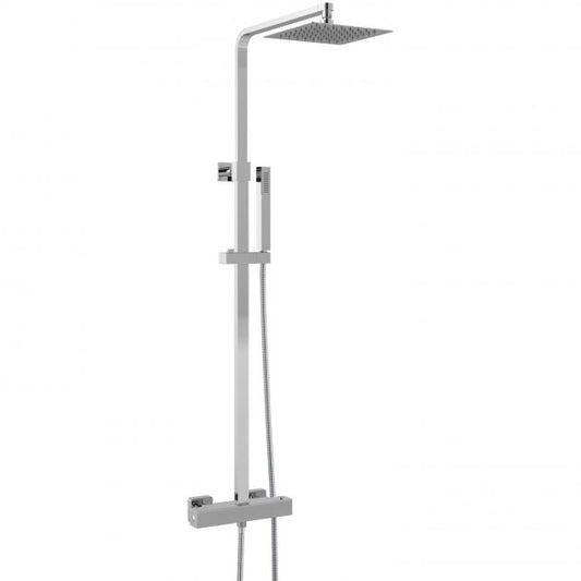 Crawford Luxury Square Thermostatic Bar Mixer Shower with Shower Kit and Fixed Head - Chrome