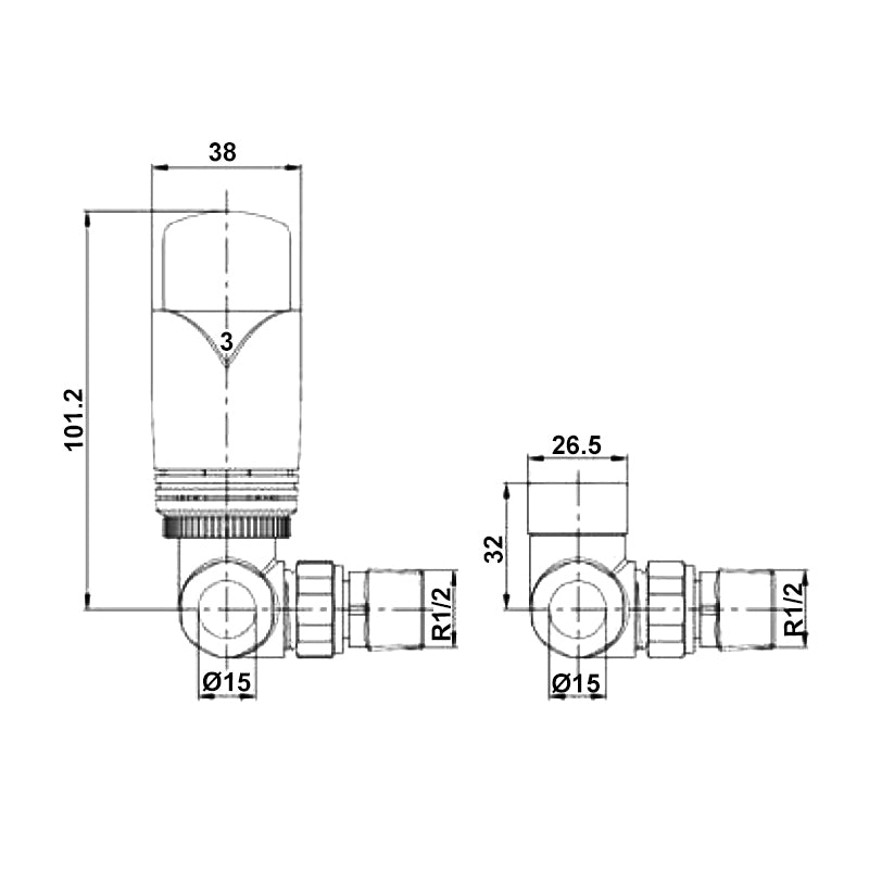 Crawford Luxury Corner Thermostatic Radiator Valves Pair - Chrome