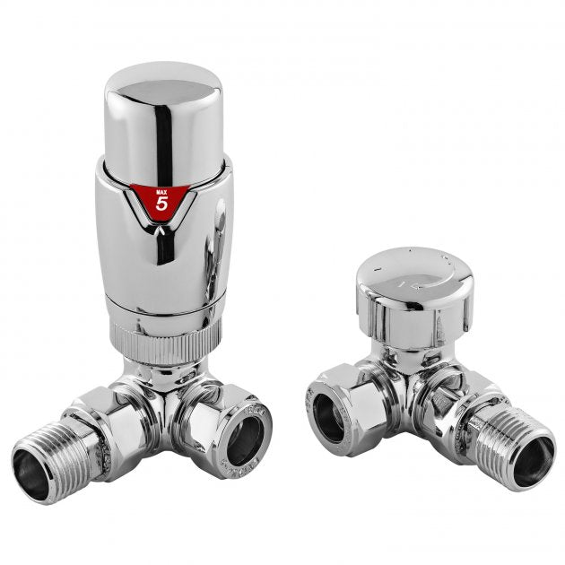 Crawford Luxury Corner Thermostatic Radiator Valves Pair - Chrome