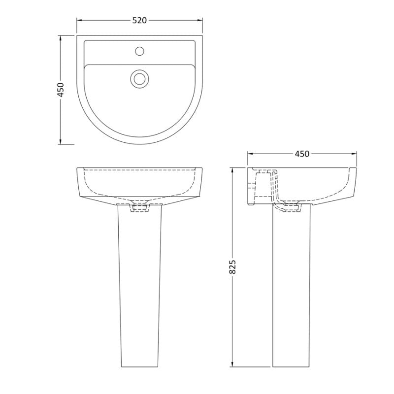 520mm Basin & Pedestal