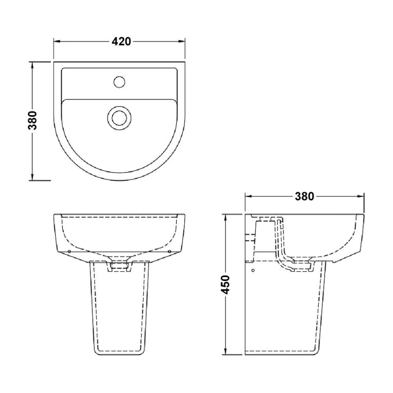 420mm Basin & Semi Pedestal