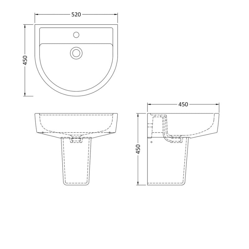 520mm Basin & Semi Pedestal