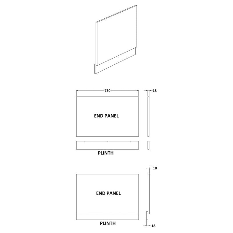 750mm Bath End Panel & Plinth