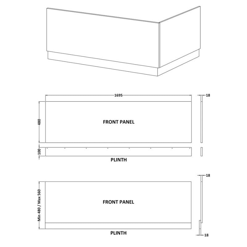 1700mm Bath Front Panel & Plinth