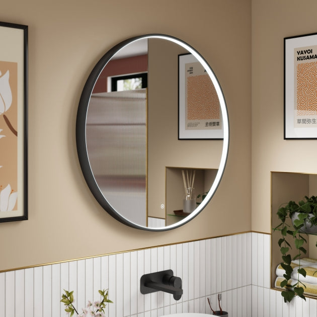 Black Frame LED Mirror - 800mm