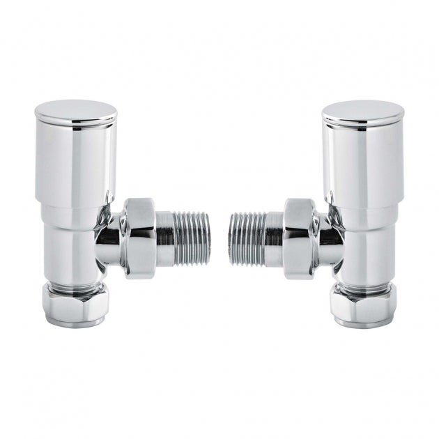 Crawford Minimalist Angled Radiator Valves Pair 82mm High- Chrome