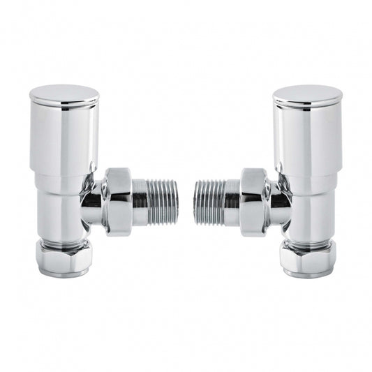 Crawford Minimalist Angled Radiator Valves Pair 82mm High- Chrome