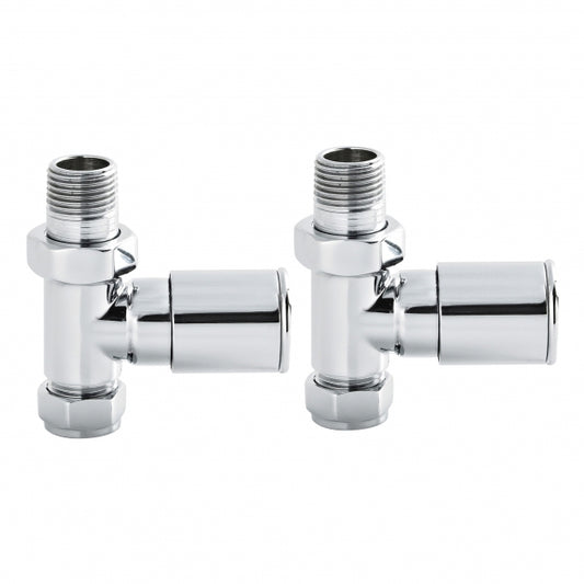 Crawford Straight Radiator Valves Pair - Chrome