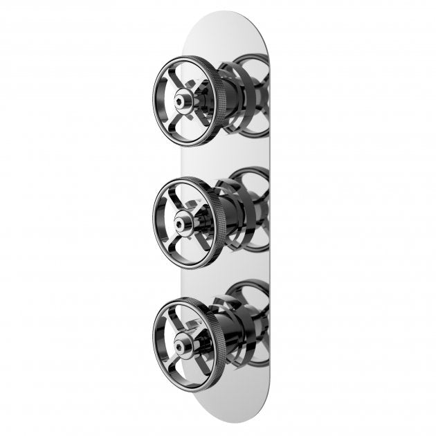 Crawford Industrial Concealed Shower Valve Triple Handle - Chrome