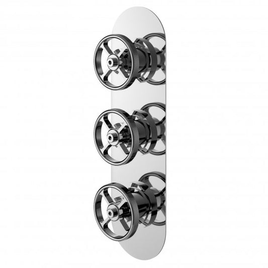 Crawford Industrial Concealed Shower Valve Triple Handle - Chrome