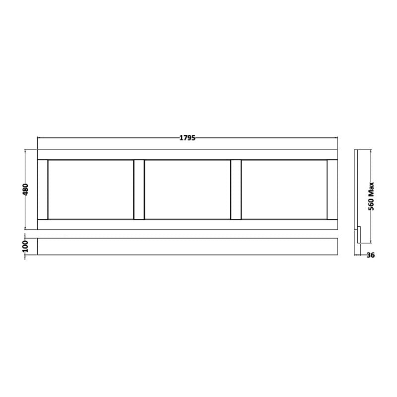 Crawford Old London Bath Front Panel 560mm H x 1795mm W - Storm Grey