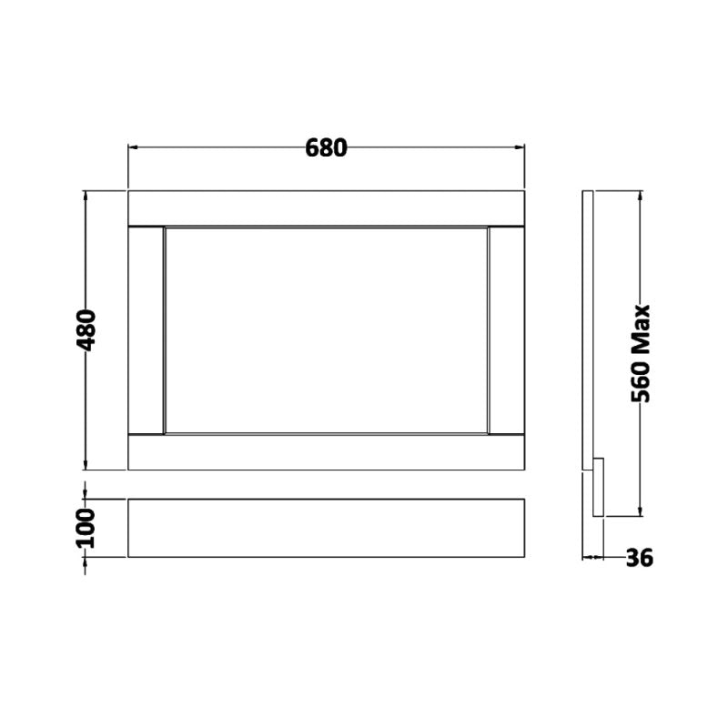 Crawford Old London Bath End Panel 560mm H x 680mm W - Storm Grey