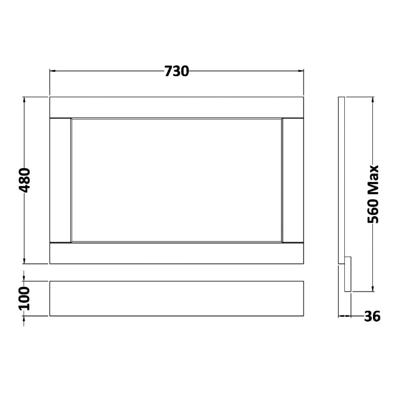 Crawford Old London Bath End Panel 560mm H x 730mm W - Storm Grey