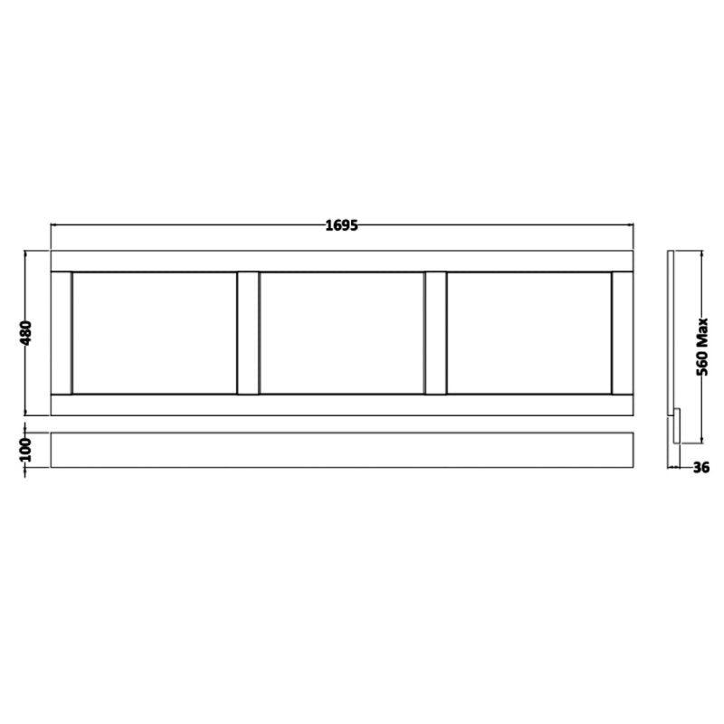 Crawford Old London Bath Front Panel 560mm H x 1695mm W - Twilight Blue