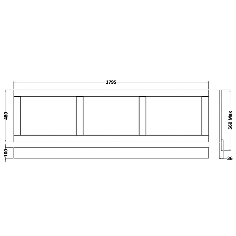 Crawford Old London Bath Front Panel 560mm H x 1795mm W - Twilight Blue