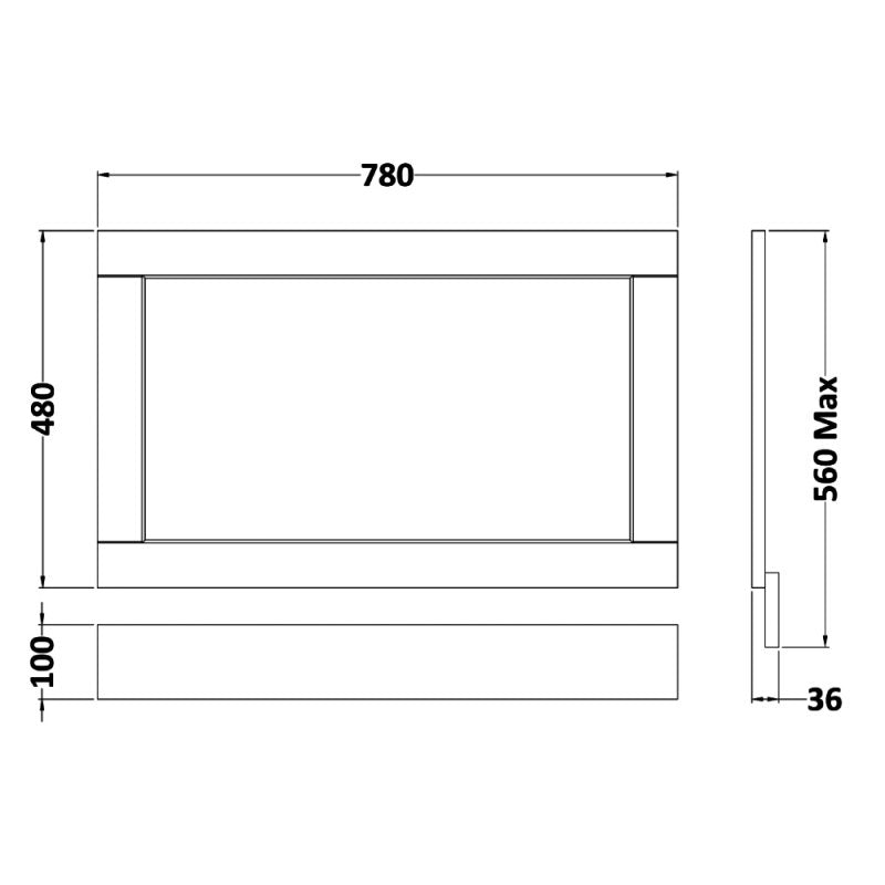 Crawford Old London Bath End Panel 560mm H x 780mm W - Twilight Blue