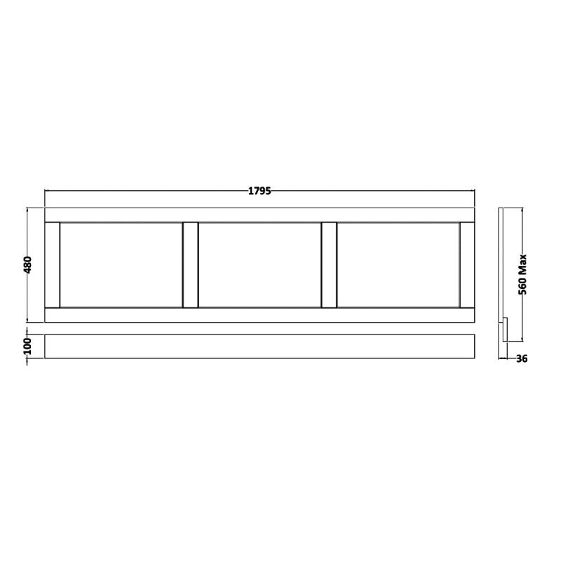 Crawford Old London Bath Front Panel 560mm H x 1795mm W - Timeless Sand