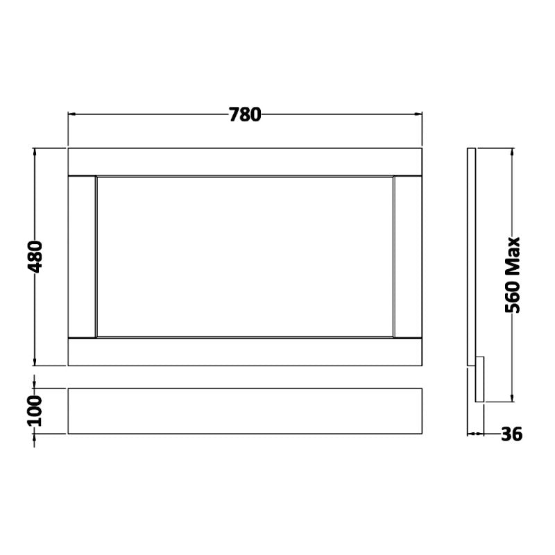 Crawford Old London Bath End Panel 560mm H x 780mm W - Storm Grey