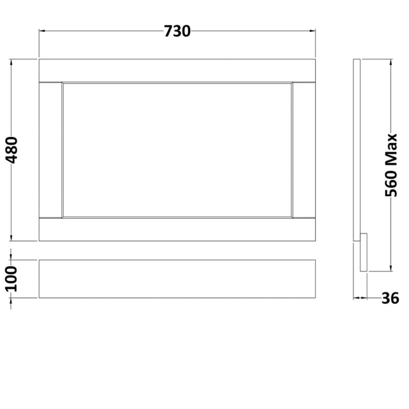 Crawford Old London Bath End Panel 560mm H x 680mm W - Storm Grey