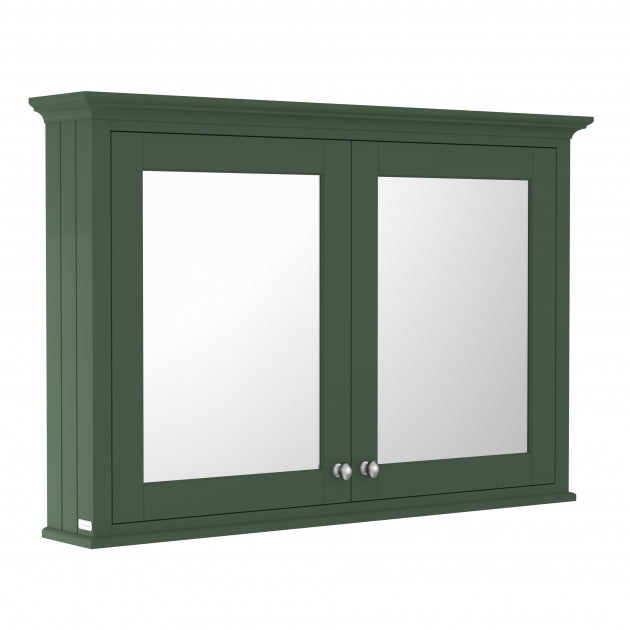 Crawford Old London Mirrored Bathroom Cabinet 1050mm Wide - Hunter Green