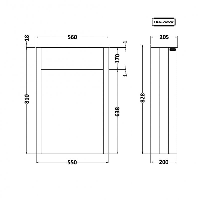 Crawford Old London Back to Wall WC Unit 550mm Wide - Twilight Blue