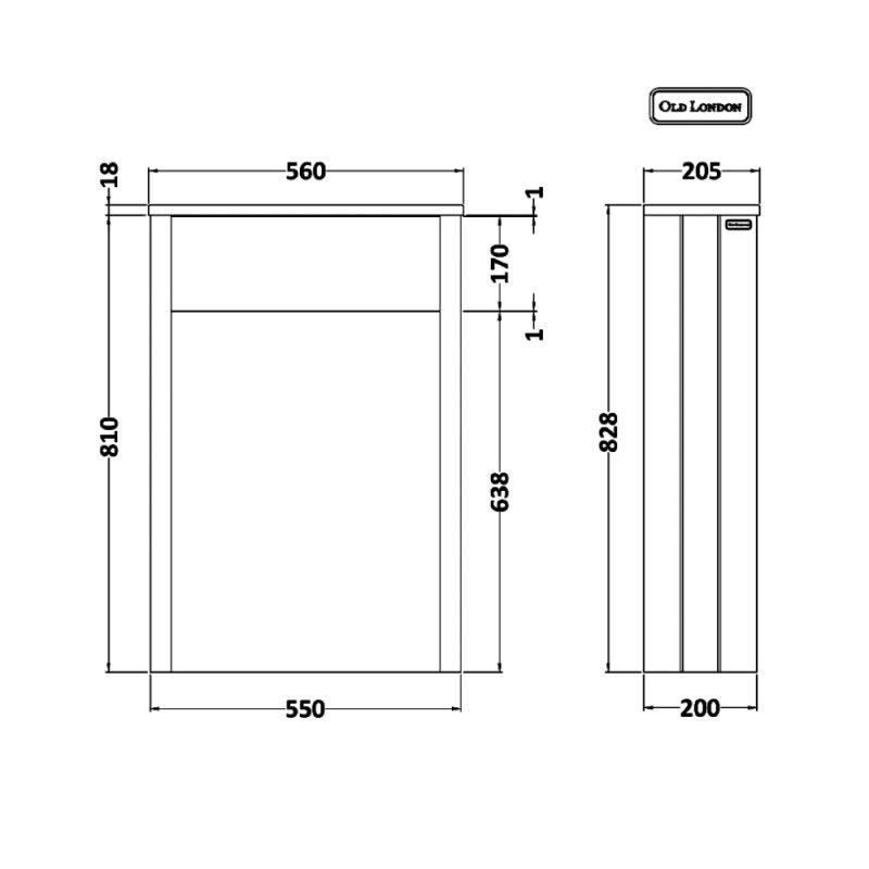 Crawford Old London Back to Wall WC Unit 550mm Wide - Timeless Sand