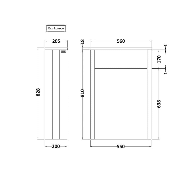 Crawford Old London Back to Wall WC Unit 550mm Wide - Hunter Green