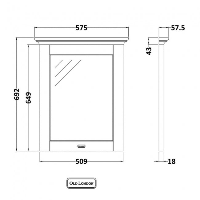 Crawford Old London Bathroom Mirror 600mm Wide - Timeless Sand