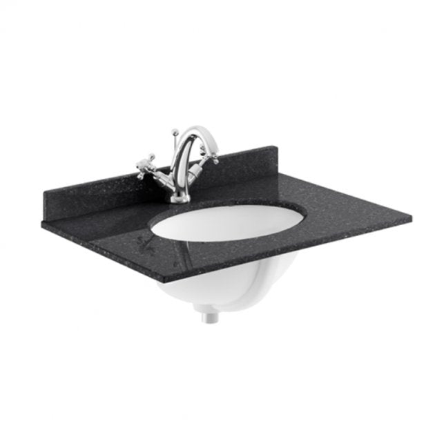 Crawford Old London Floor Standing Vanity Unit with 1TH Black Marble Top Basin 600mm Wide - Storm Grey