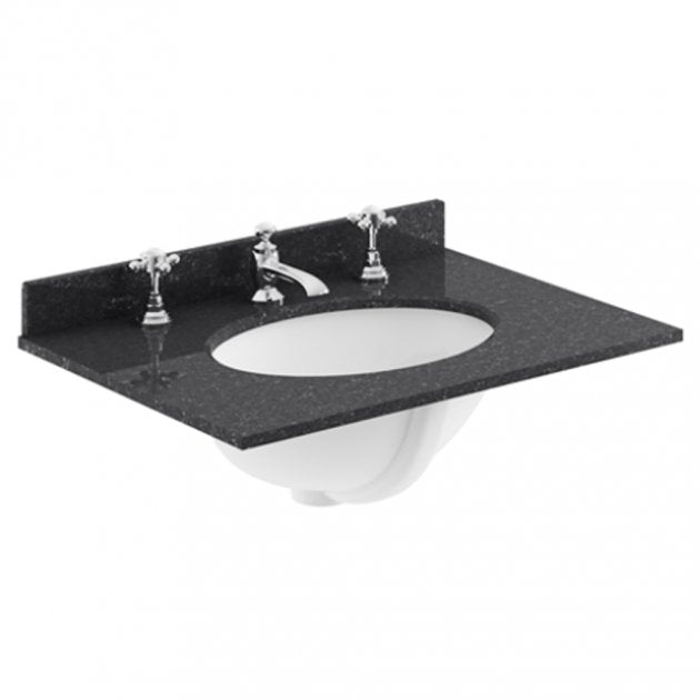 Crawford Old London Floor Standing Vanity Unit with 3TH Black Marble Top Basin 600mm Wide - Timeless Sand