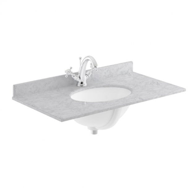 Crawford Old London Floor Standing Vanity Unit with 1TH Grey Marble Top Basin 800mm Wide - Twilight Blue