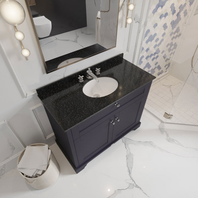 Crawford Old London Floor Standing Vanity Unit with 3TH Black Marble Top Basin 1000mm Wide - Timeless Sand