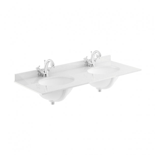 Crawford Old London Floor Standing Vanity Unit with 1TH White Marble Top Basin 1200mm Wide - Storm Grey