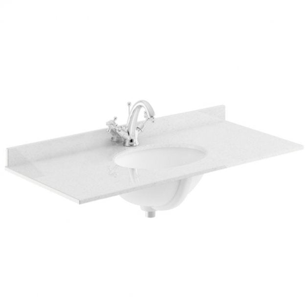 Crawford Old London Floor Standing Vanity Unit with 1TH White Marble Top Basin 1000mm Wide - Storm Grey