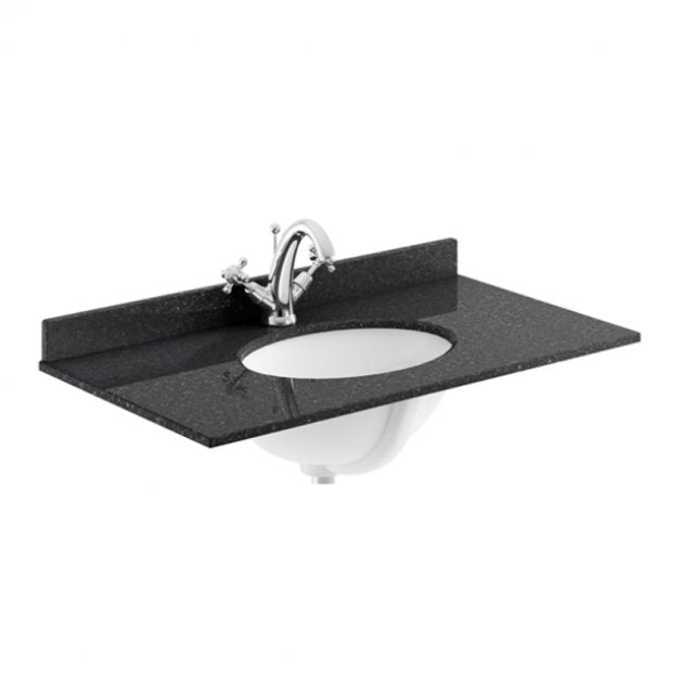 Crawford Old London Floor Standing Vanity Unit with 1TH Black Marble Top Basin 800mm Wide - Timeless Sand