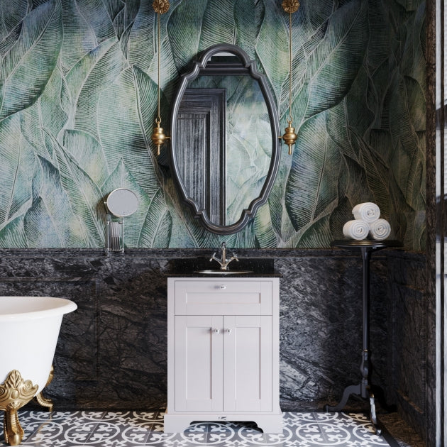 Crawford Old London Floor Standing Vanity Unit with 1TH Black Marble Top Basin 600mm Wide - Timeless Sand