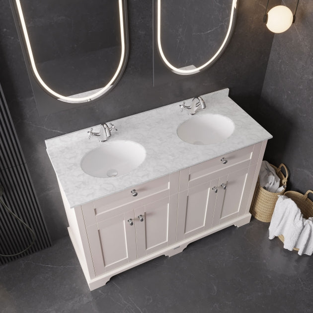 Crawford Old London Floor Standing Vanity Unit with 1TH Grey Marble Top Basin 1200mm Wide - Hunter Green