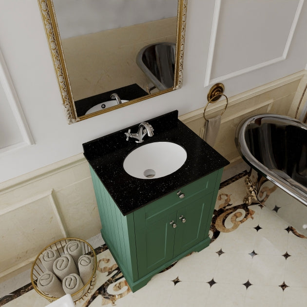 Crawford Old London Floor Standing Vanity Unit with 1TH Black Marble Top Basin 600mm Wide - Timeless Sand