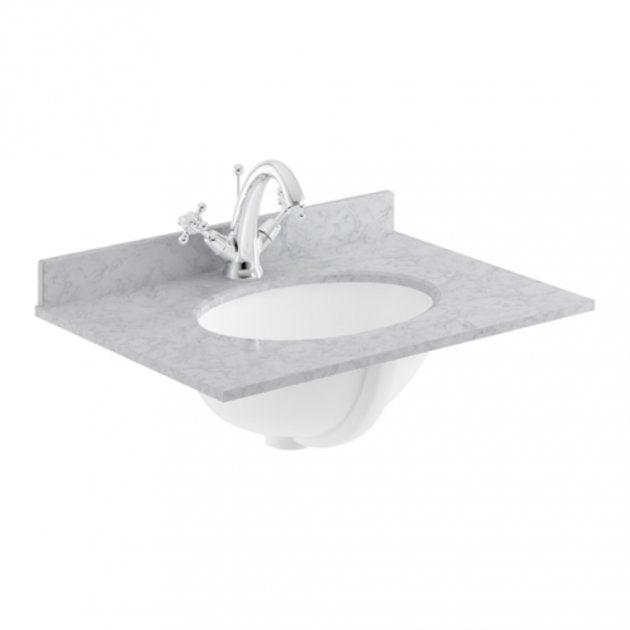 Crawford Old London Floor Standing Vanity Unit with 1TH Grey Marble Top Basin 600mm Wide - Twilight Blue