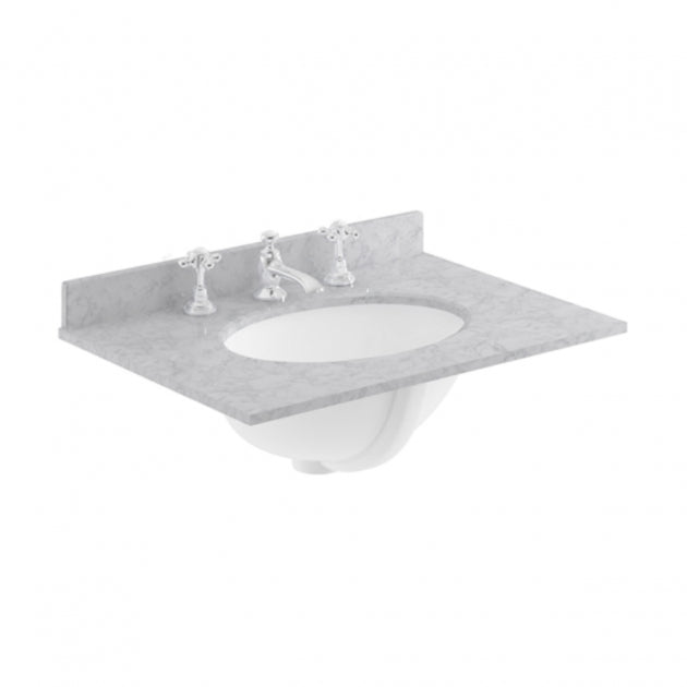 Crawford Old London Floor Standing Vanity Unit with 3TH Grey Marble Top Basin 600mm Wide - Timeless Sand