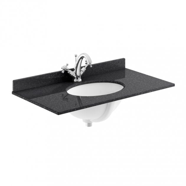 Crawford Old London Floor Standing Vanity Unit with 1TH Black Marble Top Basin 800mm Wide - Storm Grey