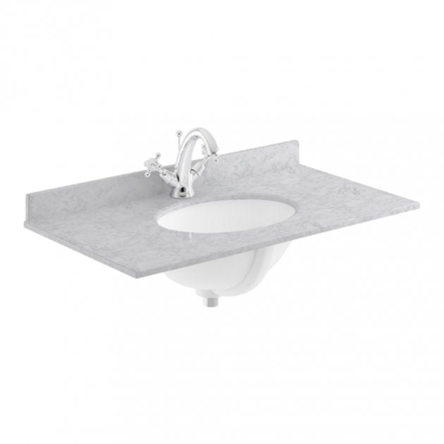 Crawford Old London Floor Standing Vanity Unit with 1TH Grey Marble Top Basin 800mm Wide - Hunter Green